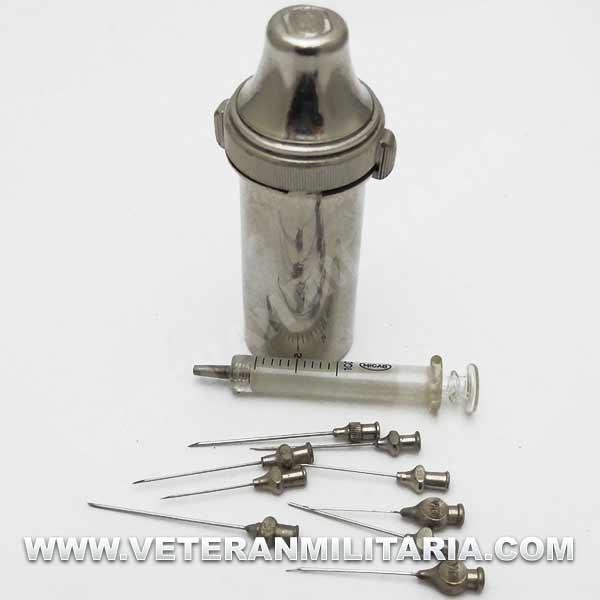 Original German Syringe and Needles in Steel Tube