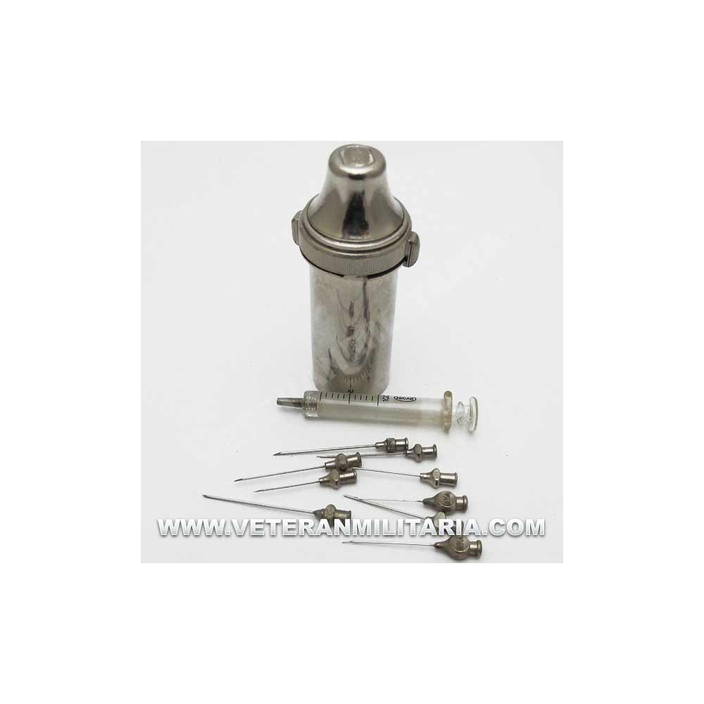 Original German Syringe and Needles in Steel Tube