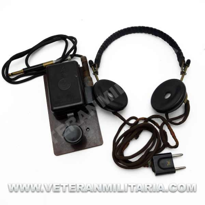 Set German Military Morse Telegraph Key and Headphones Original