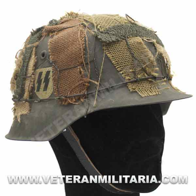 M42 SS Helmet with Chicken Wire and Burlap Camouflage