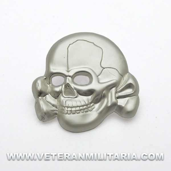 Waffen SS metal peaked cap skull